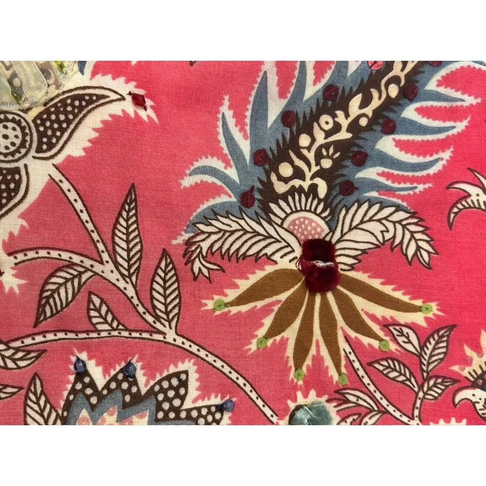 Pier 1 Imports Scroll Bloom Moss Red Floral (1) Square Throw Pillow‎ Cover 17